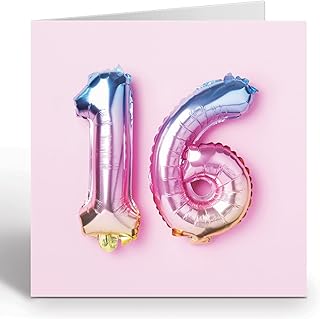 16th Birthday Card For Girls - 16th Anniversary Card - Birthday Card For A Sweet Sixteenth Milestone - Rainbow Foil Balloons 16th Birthday Card By Ruby Ashley ®