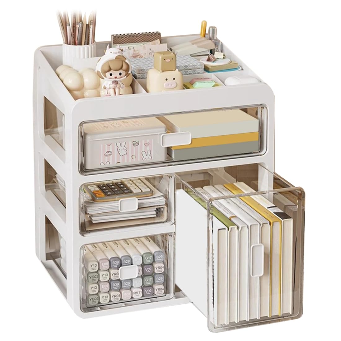 Jnchdghwa Multifunctional Drawer Desktop Organizer, Desk Stationery Organizer, Dustproof Large Capacity Storage Solution