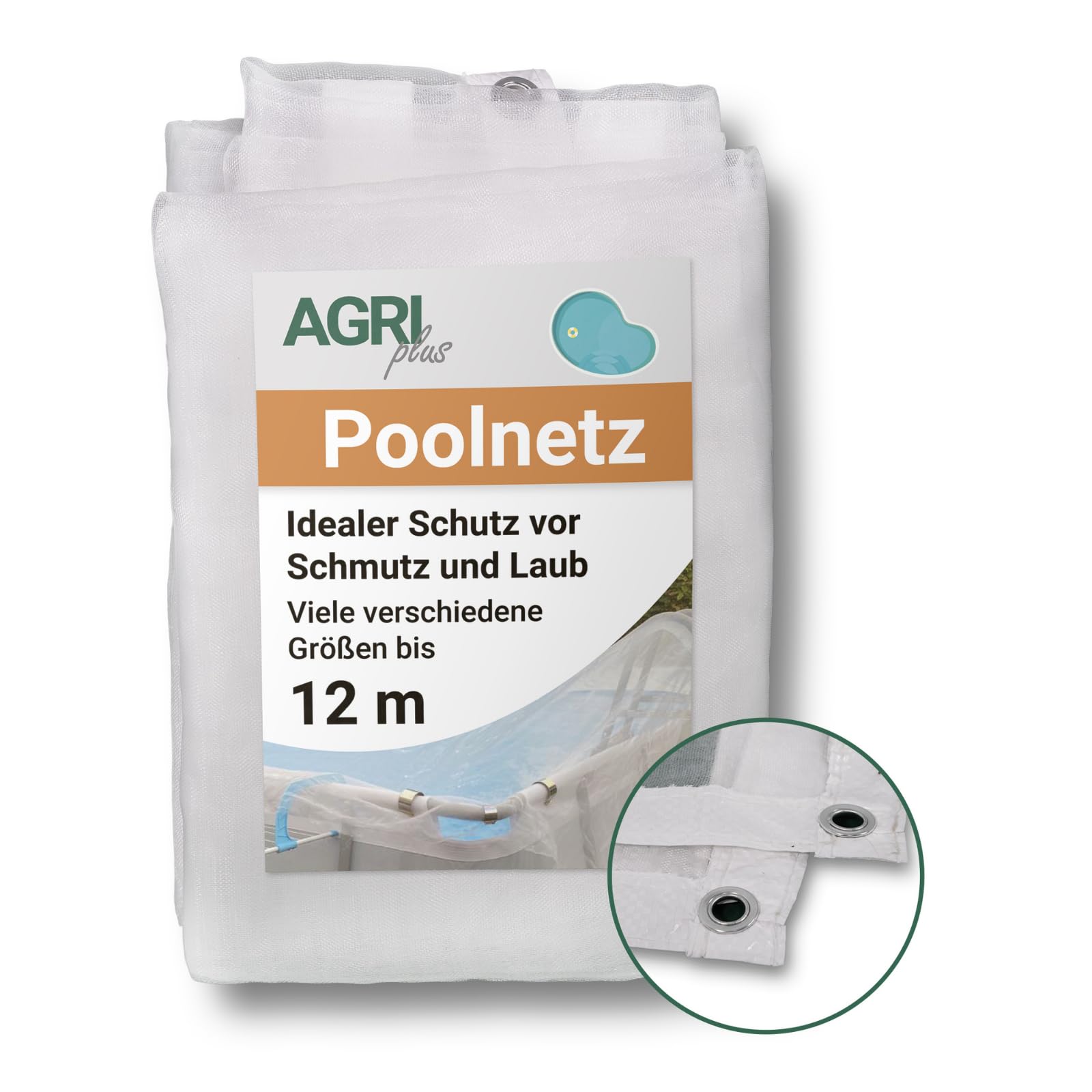 AGRI plus Poolnetz mit Ösen I 2,5 x 2,5 m I Verschiedene Maße I Engmaschiges Netz 0,8 x 0,8 mm I Abdeckung für Pool I Schutznetz mit Randverstärkung I Abdecknetz UV-stabil & wasserdurchlässig