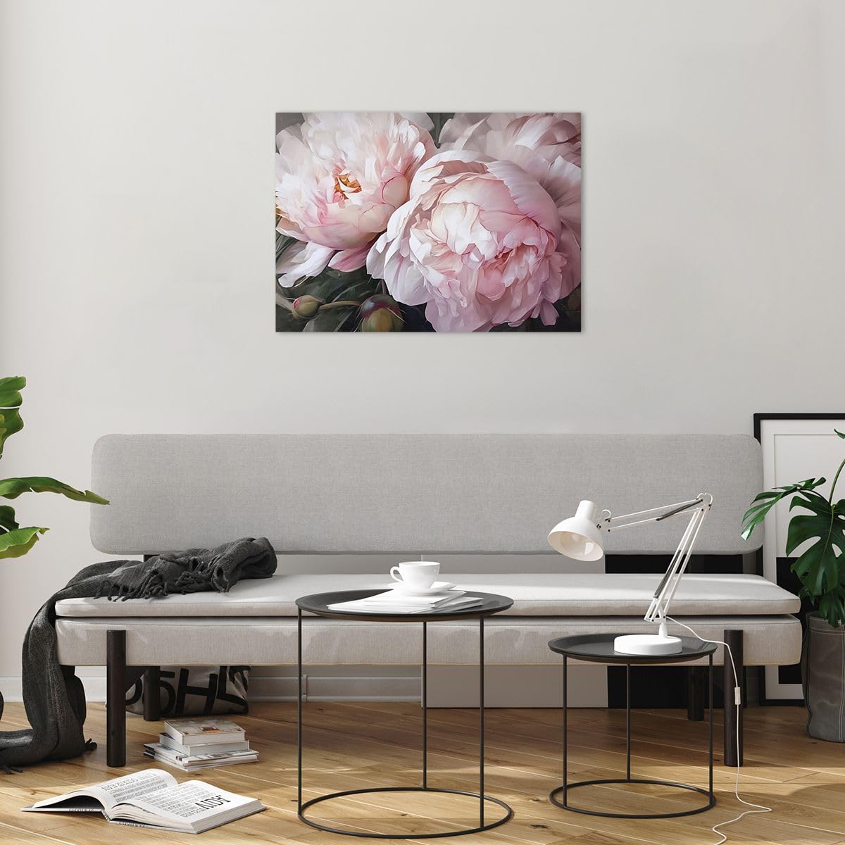 Quadro Su Tela ZXHYWYM – Peonia Rosa – 30,5x45,7 Cm – Dipinto Floreale Per Camera Da Letto
