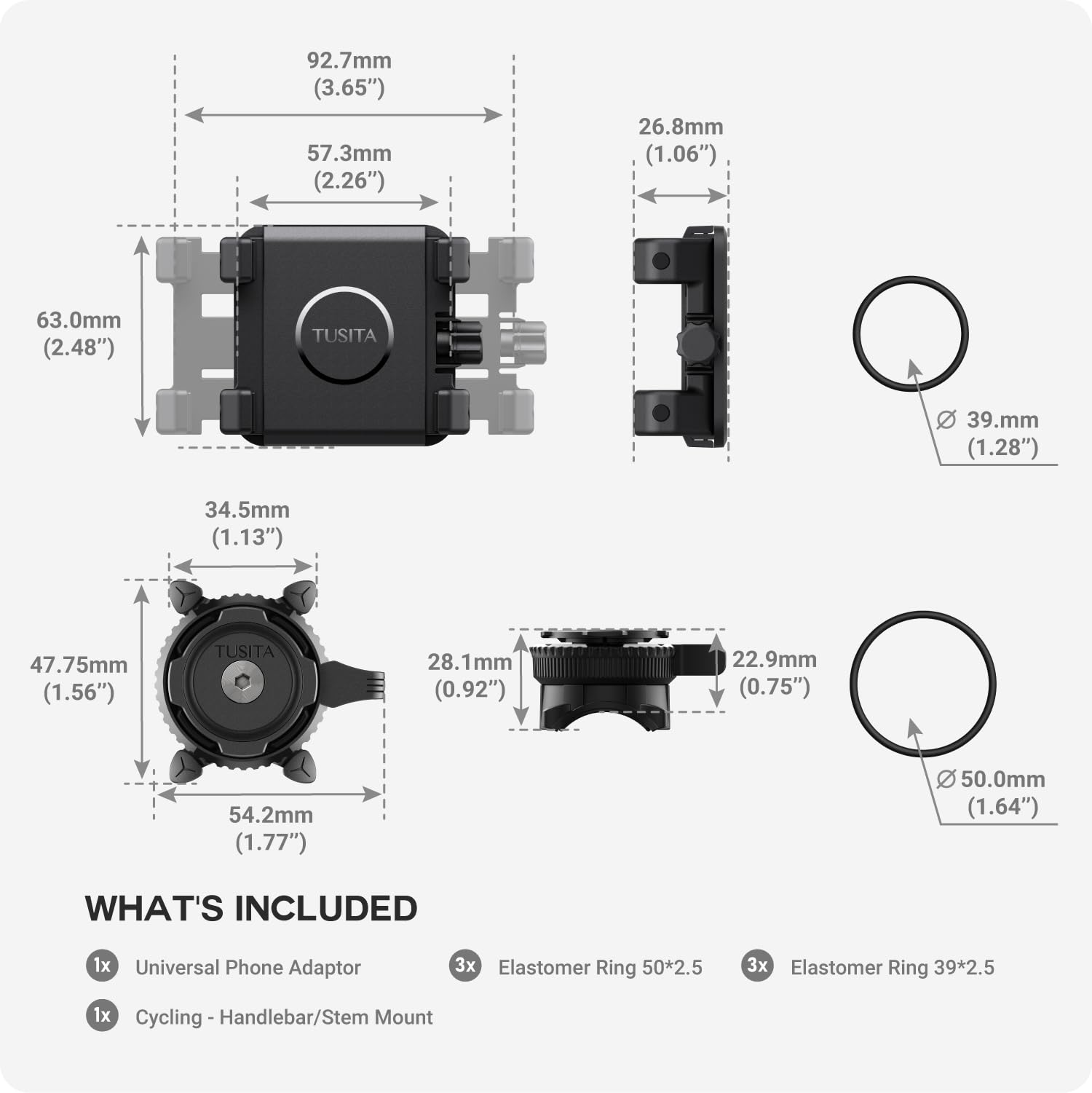TUSITA Kit di Supporto per Bicicletta per Telefono - Twist Lock Stem Supporto per Telefono da Manubrio e Adattatore Universale a Morsetto