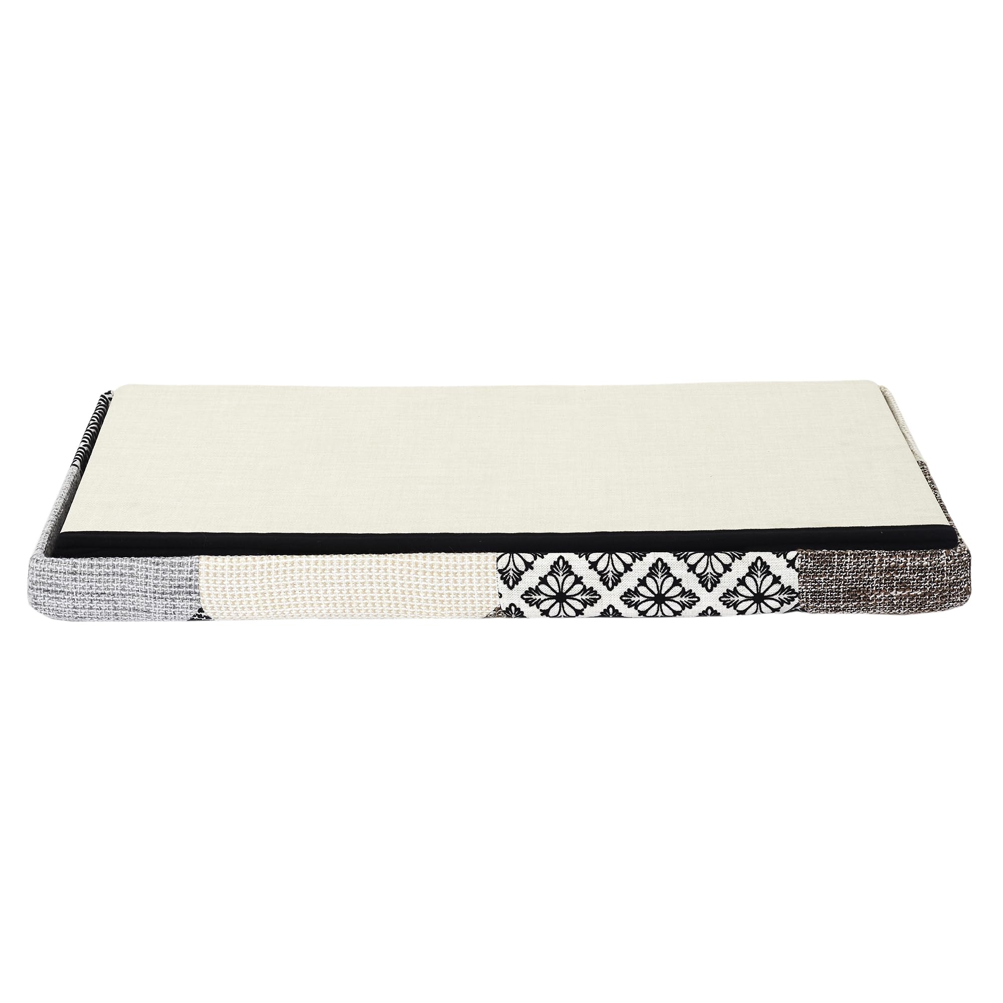 HOME DECO FACTORY Chest, Bench, Patchwork, Grey, Bench, Foldable, for Living Room, Bedroom, Dining Room, Multicoloured, 76 x 38 x 38 cm