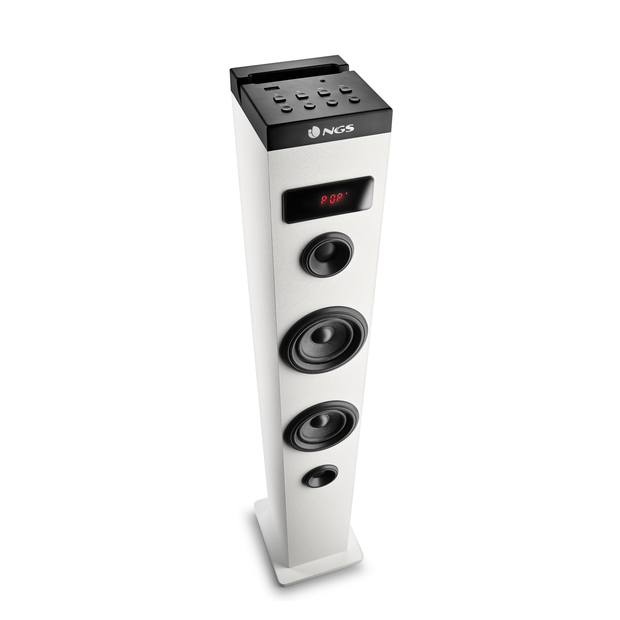 NGS Speaker a Torre Sky Charm BT USB RadioFM AUX 50W Bianca