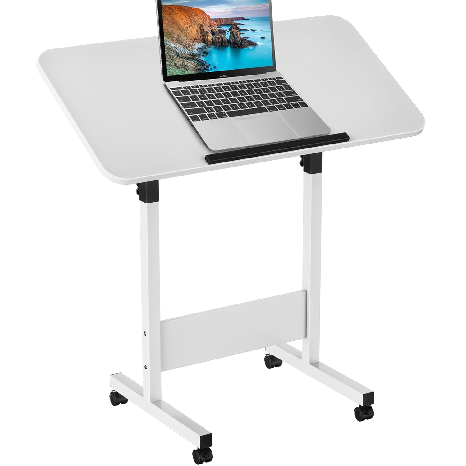 ZHIDIAN Tiltable Standing Desk Adjustable Height, Portable Foldable Desk with Wheels, Small Rolling Laptop Table, Mobile Sit Stand Computer Desk for