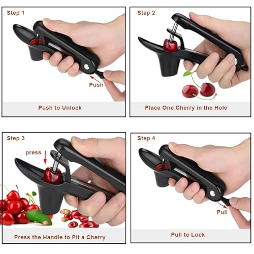 Fopudy CHERRYPITTER-2 Cherry Pitter - Stainless Steel Olive And Cherries Pitters Corer Tool With Space-Saving Lock Design, Multi-Function Fruit Pit Remover thumb #3