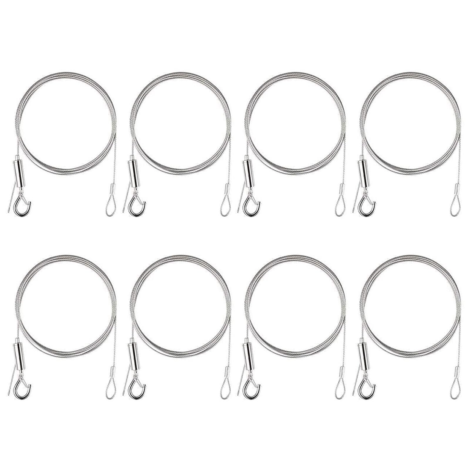 Kit 4 Cavi In Acciaio Inox Per Appendere Quadri – Regolabili, Con Ganci, Lunghezza 2m, Diametro 1,5mm, Carico Fino A 30 Kg