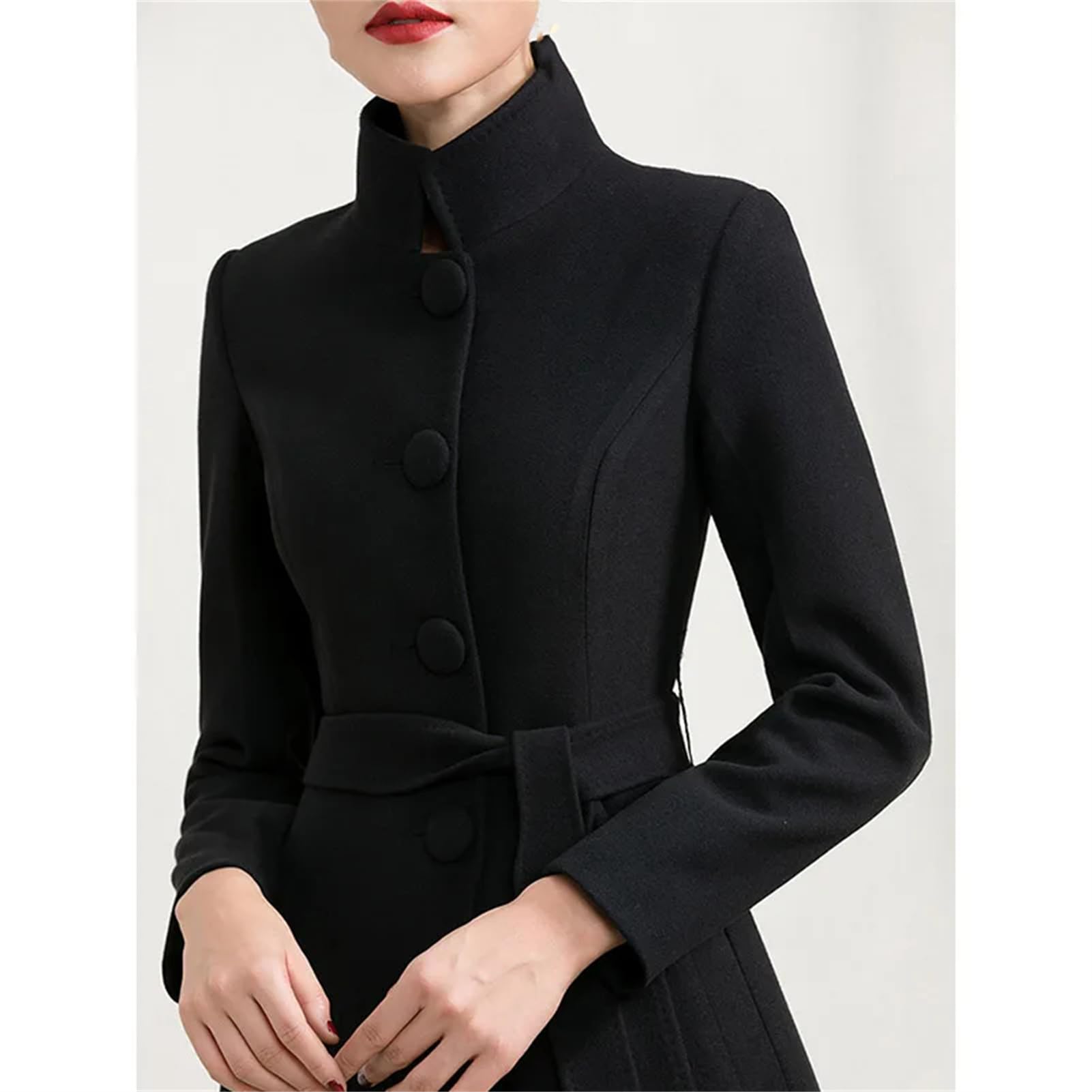 Gabardina de lana gruesa para mujer, abrigo largo suelto de lana con cinturón, cárdigan, ropa de abrigo