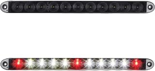 Partsam 2Pcs 15" Inch Led Trailer Light Bar Smoked Red 3 ID Bar w/Reverse White Light 11 LED Truck Trailer RV Waterproof Red 3 Identification Light Bar w White 8 LED Backup Lights Bar Sealed 12V