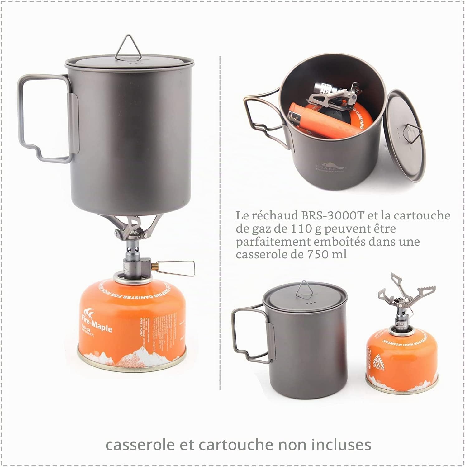 BRS 3000T BRS-3000T Poêle portable au propane pour camping Ultra léger en titane Sac à dos Gaz Seulement 25 g