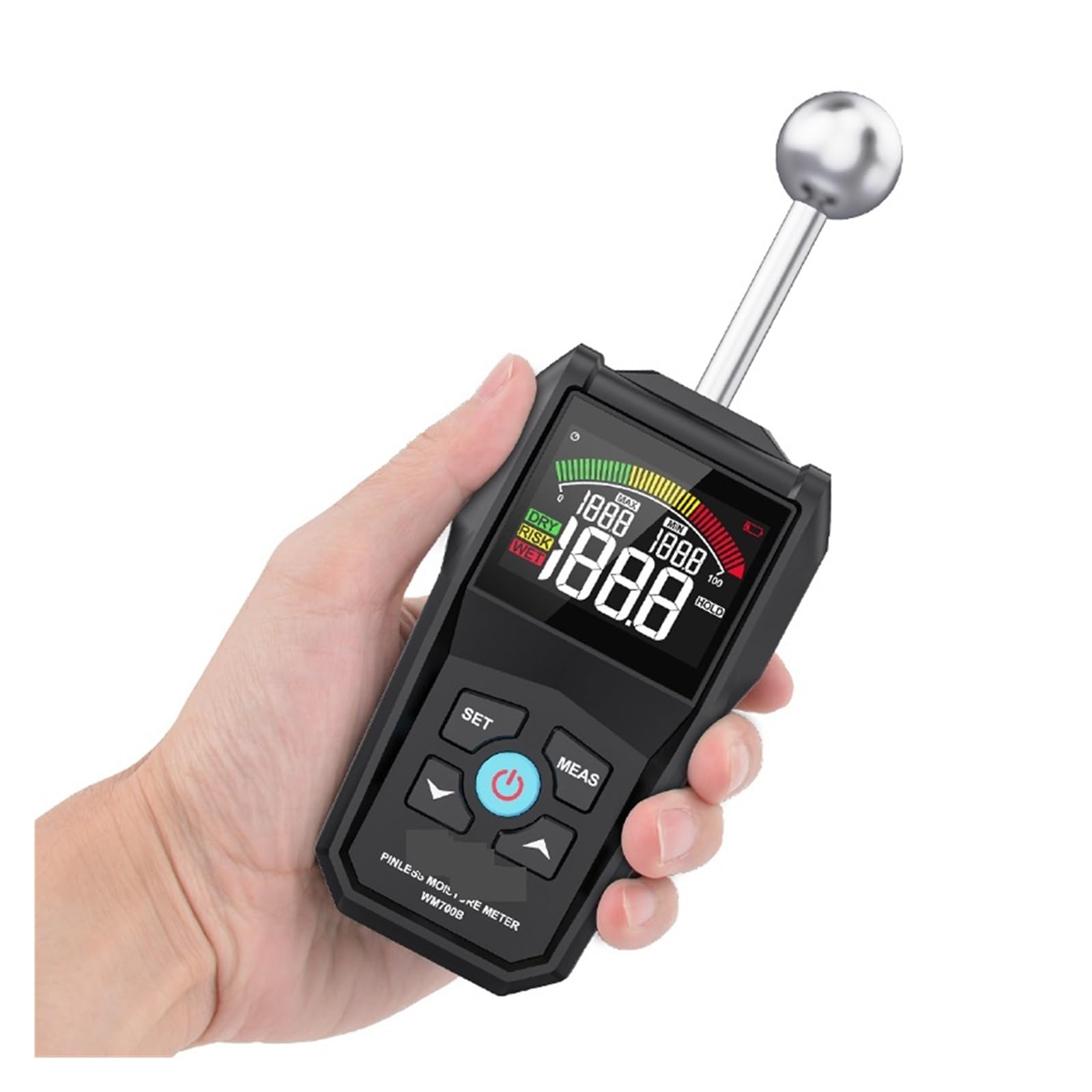 Mnmioio One Color Digital Moisture Tester, Moisture Meter For Wood Non-Destructive Hygrometer Double Sided Humidity Tester Self Calibration Timber Damp Detector
