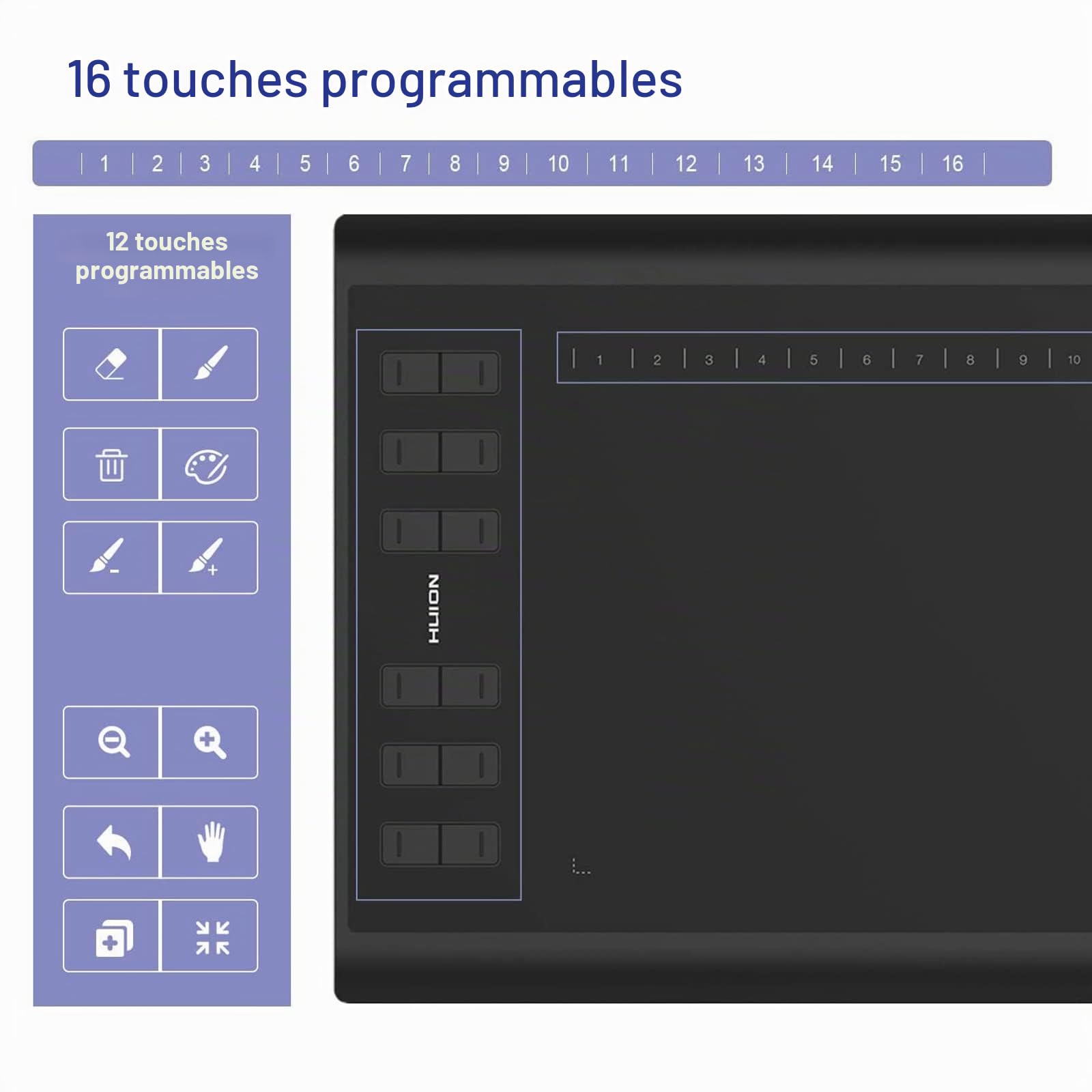 Tablette graphique Huion 1060 PLUS 8192 niveaux de pression 5080 LPI