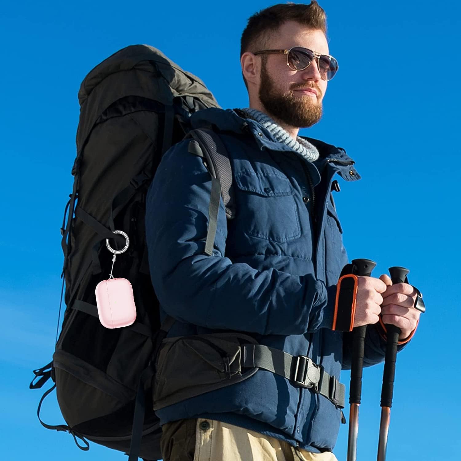SaharaCase Hybrid Flex Series Case for Apple AirPods Pro 2 (2nd Generation) [Rugged] Full Body Protection Antislip Grip Slim with Keychain (Transparent Pink)