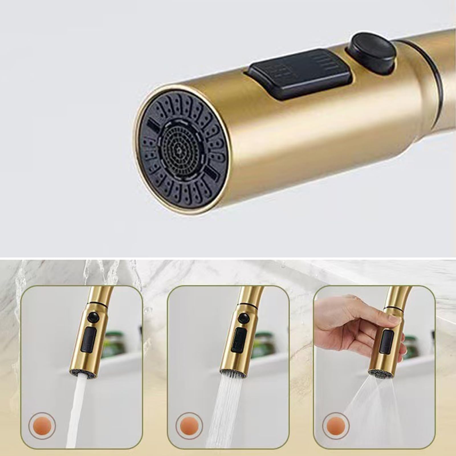 XJTNLB Mitigeur Cuisine avec Douchette Laiton Robinet Col de Cygne Mitigeur Cuisine Affichage Digital Or Brossé