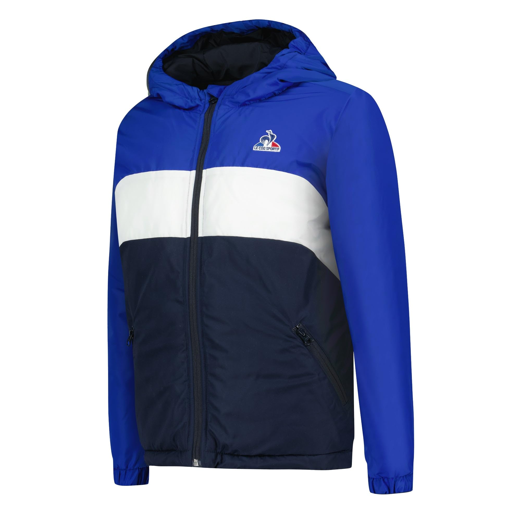 Le Coq Sportif - ESS Piumino Heavy N°1 - Caldo idrorepellente foderata con cappuccio con zip e maniche elastiche per bambini - 12 anni - Blu Elect