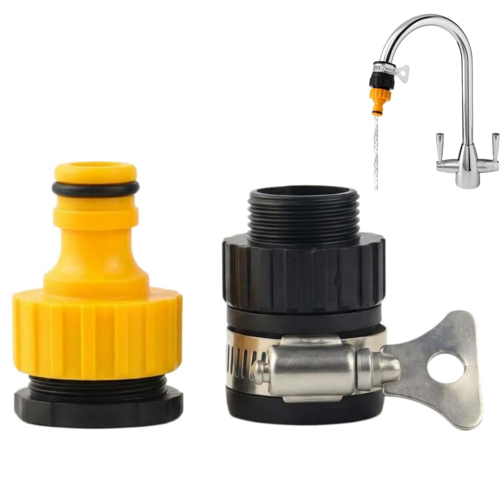 Kitchen Tap Hose Connector,Hose Attachment for Kitchen Tap,12-16mm Universal T-ap Connector,Detachable Hoses Adapter,Easy to Install,Garden Irrigation,Car Washing,for Bathroom Indoor and Outdoor Use