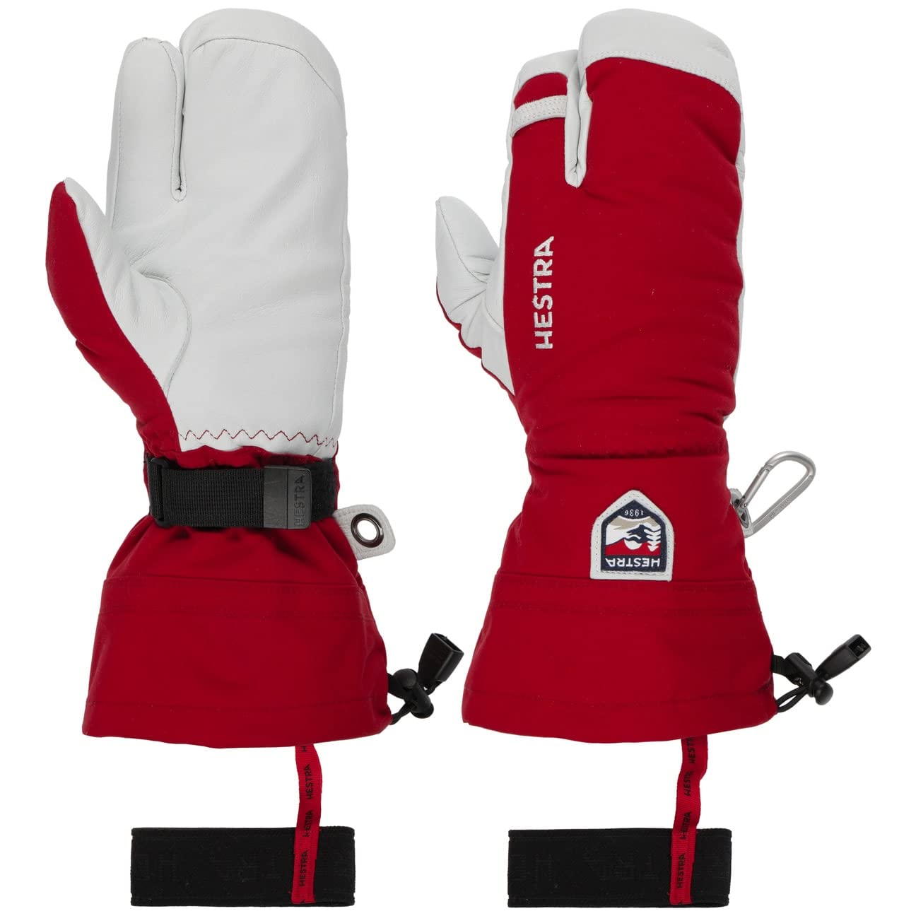 Hestra Heli Ski 3-Finger Gloves Women/Men - women´s men´s with lining, Hook-and-loop closure Winter Autumn-Winter - 7 HS red
