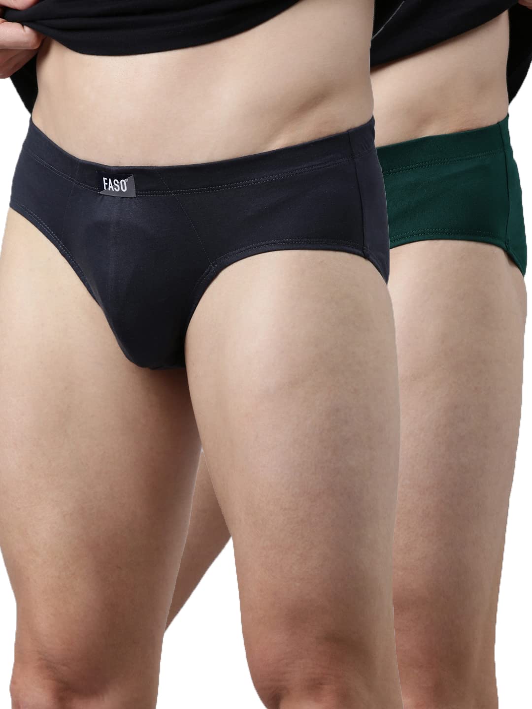f a s o Organic Cotton Brief for Men (Pack of 2), Trendy Soft Stretch Fabric Innerwear, Outer Elastic Twin Layered Underwear for Mens, Stripes Ultra-Light Regular Fit-picture-25