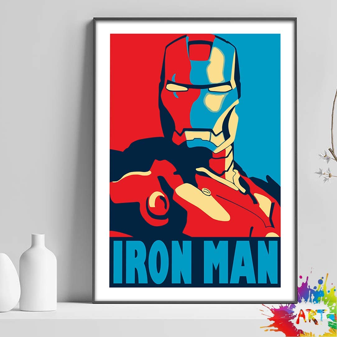 Poster Gift Idea Iron Man Marvel Comics Hero Characters | Picture Portrait Print on Gloss Card UNFRAMED Wall Art Home Decor | Size A5 A4 A3 (A3 (297x420mm))
