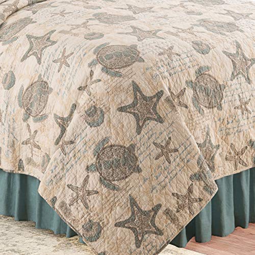 C&F Home Amber Sands King 3 Piece Quilt Set Summer Beach Ocean Coastal Starfish Seaturtle Reversible Machine Washable Lightweight Bedspread Coverlet King 3 Piece Set Blue - Image 3