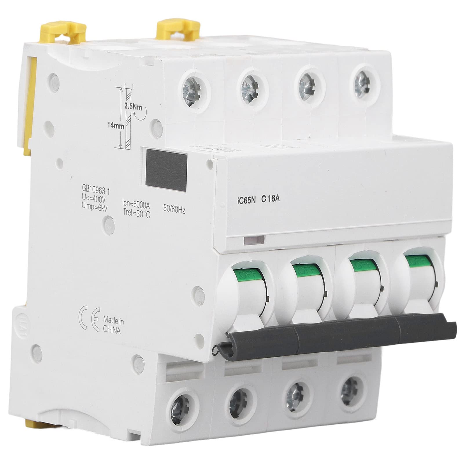 IEUMJNAT Low Voltage Circuit Breaker, Bistable Locking Clip 6000A Breaking Capacity Reliable Pa66 DIN Rail Mount Circuits Breakers for Electrical Systems