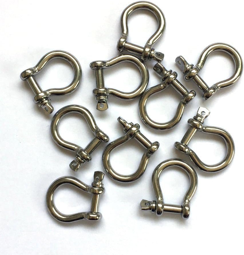 12 PC Commercial Bow Shackle Paracord Stainless Steel 1/4