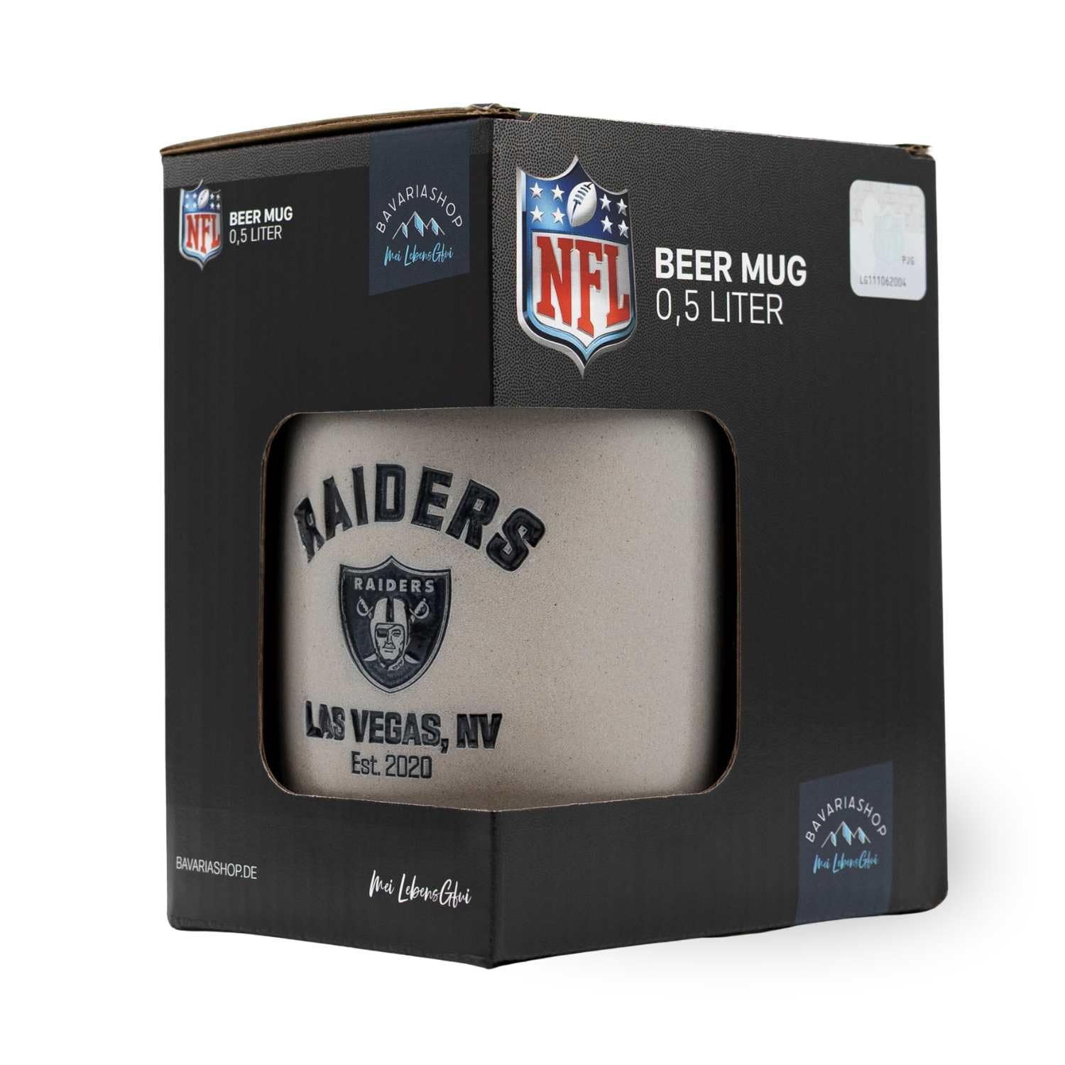 Bavariashop | ®NFL PREMIUM Team-Krug Las Vegas Raiders | NFL Fankrug mit Team Logo | American Football Sammlerkrug | 0,5 Liter