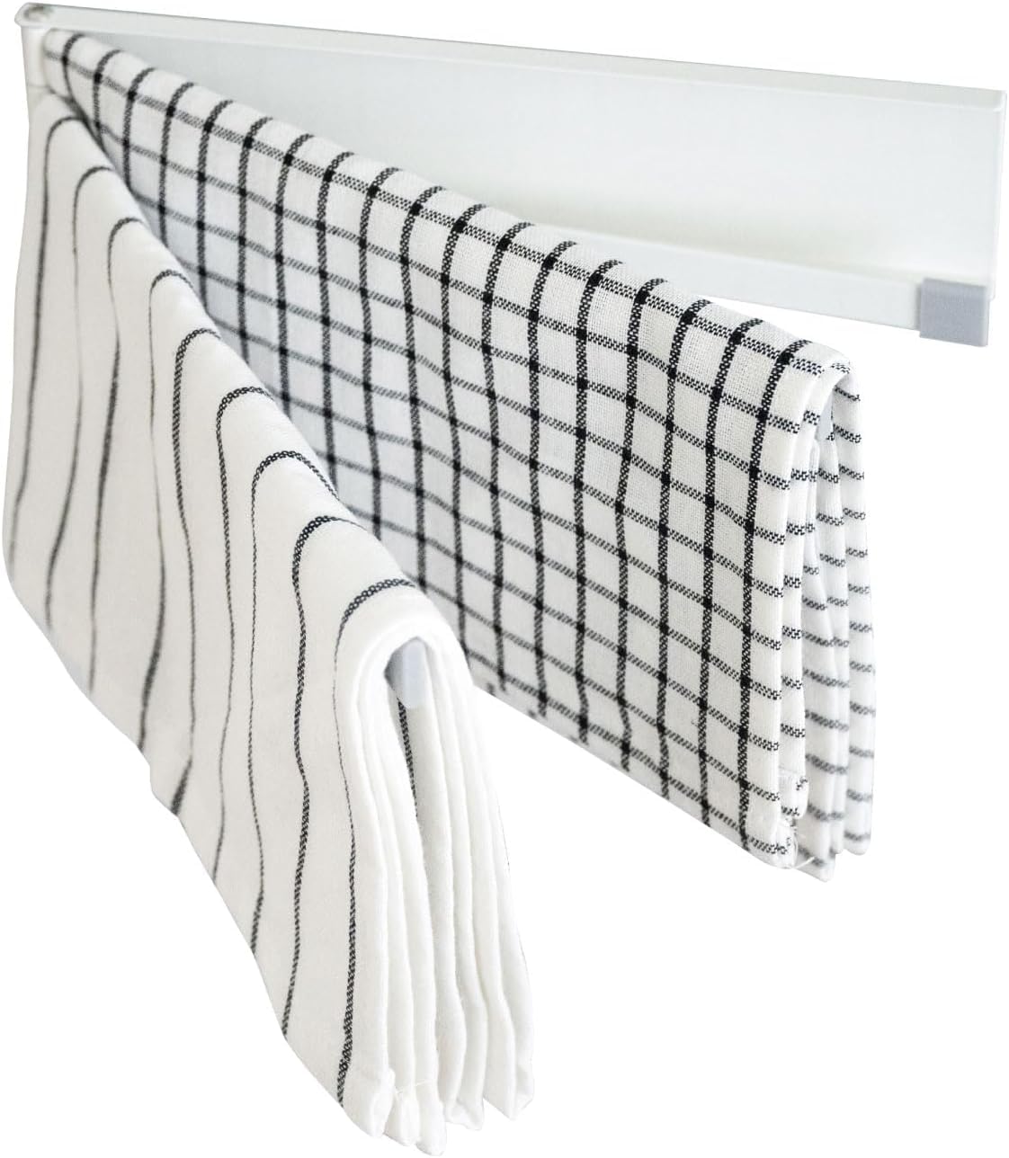 【Tentsulight】Magnetic Cloth Rack, Thin, Storage, Cloth Rack, Kitchen Towel Rack, Cloth, 3-Row, Cloth Drying, Left and Right Compatible, Movable, Fall Prevention, Kitchen Cloth, Towel Hanger, Compact white