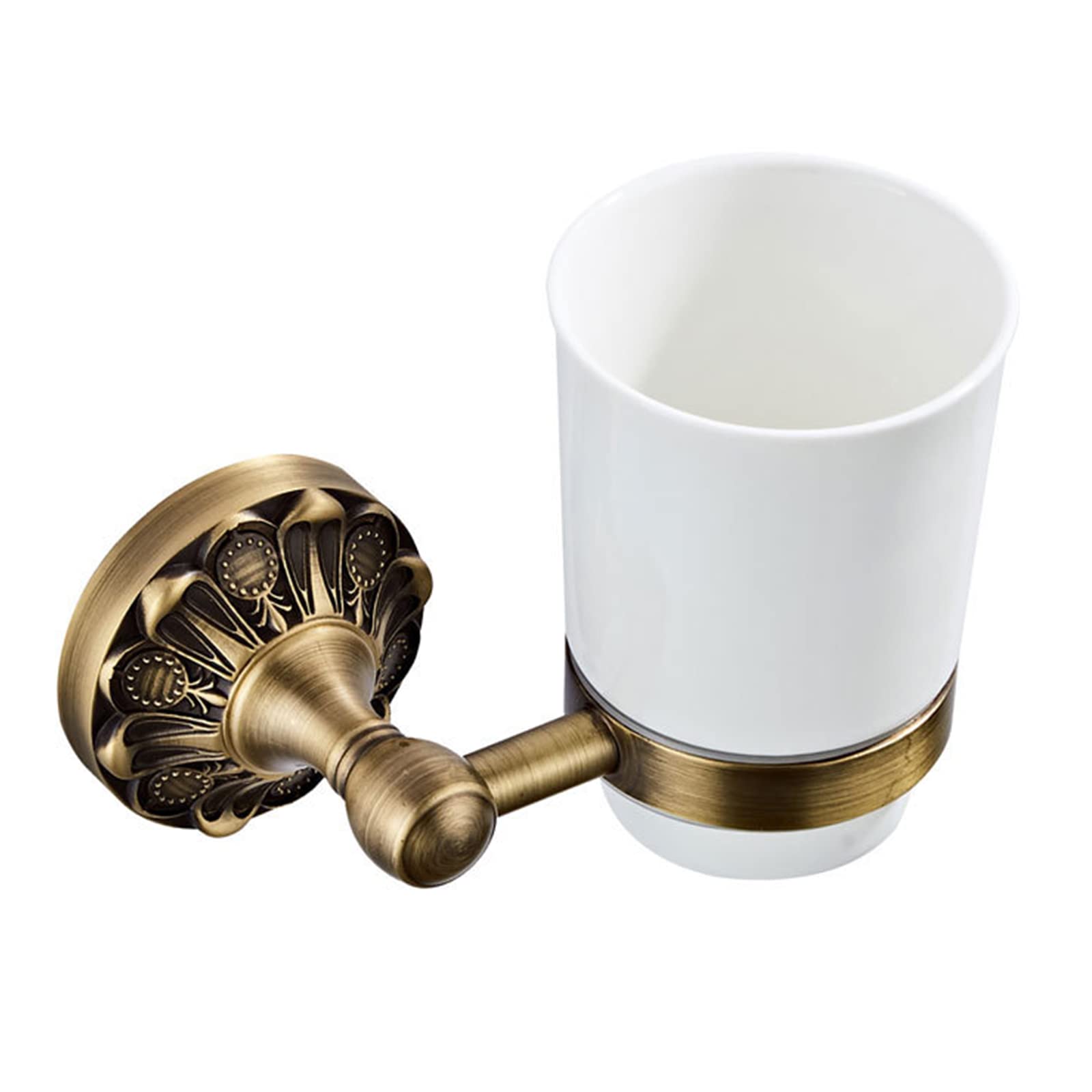 Soporte para Cepillos De Dientes, Soporte para Cepillos De Dientes De Baño Antiguo con Taza De Cerámica, Soporte para Cepillos De Dientes De Latón Montado En La Pared