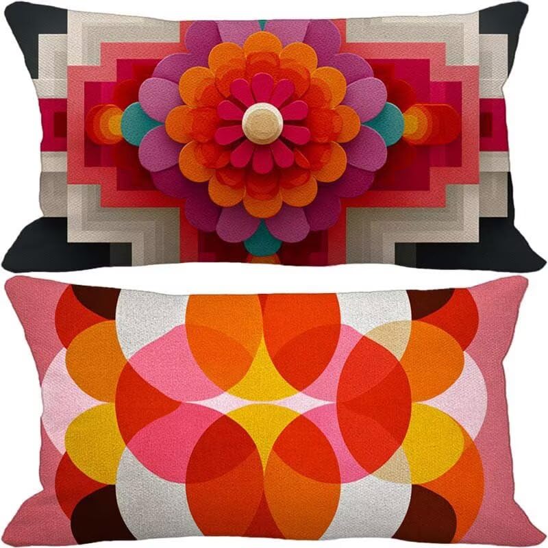 Housses de coussin 70 x 90 roses imperméables lavables pour grand banc