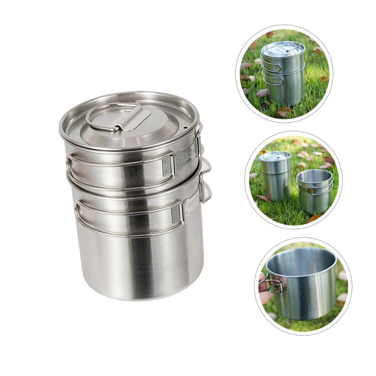 Juego de Tazas Plegables de Acero Inoxidable 2 Piezas 700ml
