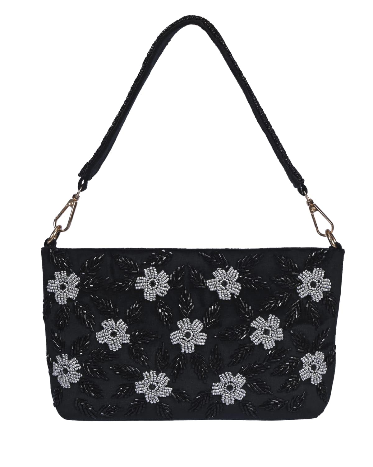 J I ACCESSORIES Velvet Hand-Embroidered Floral Clutch-image-38