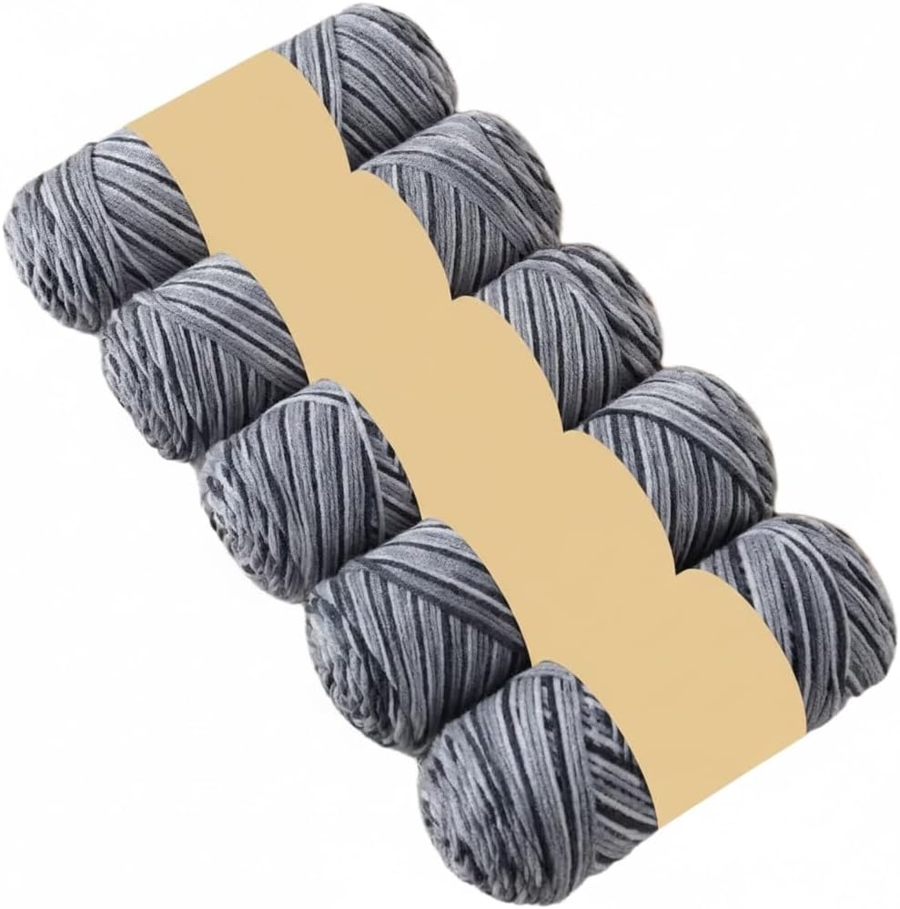 5 Rolls 100g 5-Ply Space Dyed Acrylic Blend Yarn for Crocheting Craft Cord 150m(01)