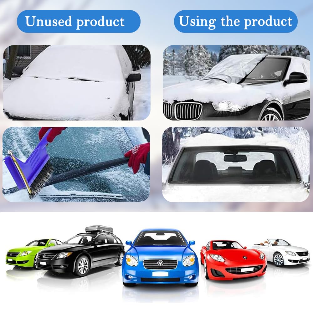 Copri Parabrezza Auto Antigelo con Magnete 206x116cm Protezione Neve Gelo Ghiaccio Anti UV Polvere
