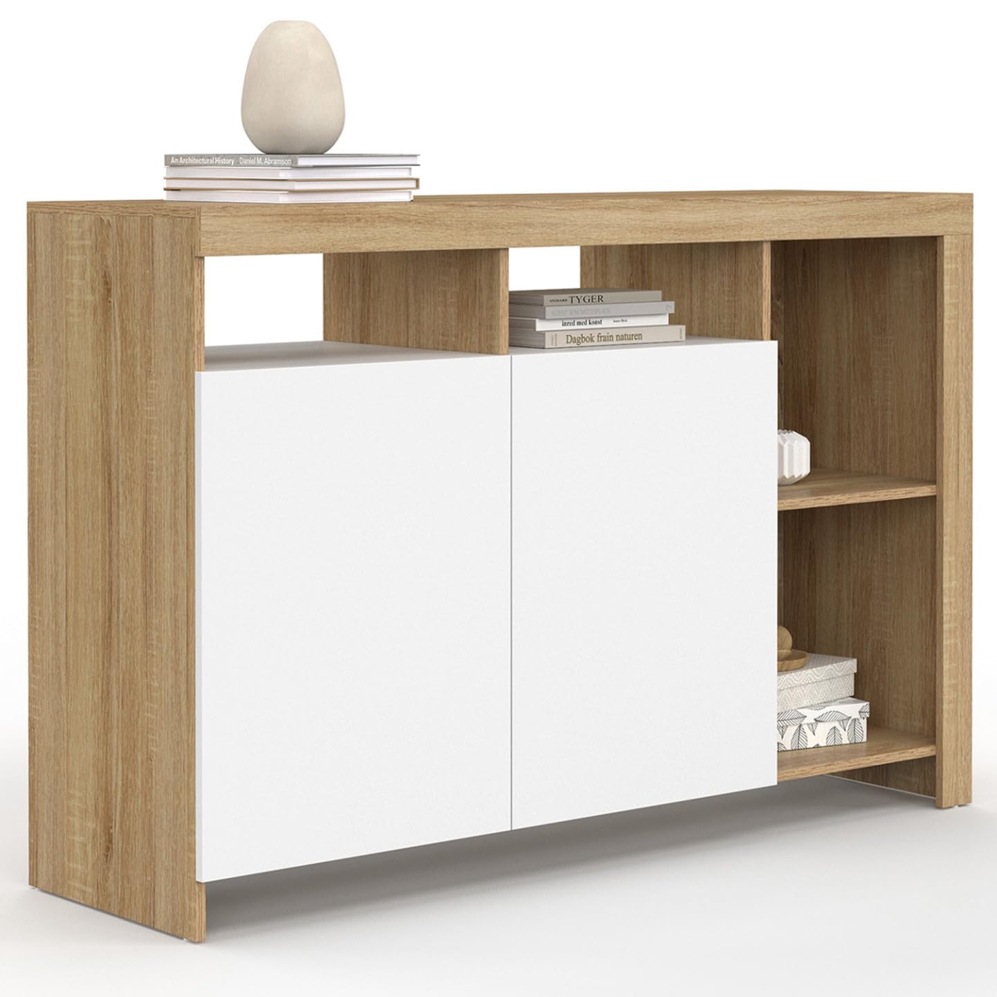 IDMarket - Buffet 110 cm Malo Bois et Portes Blanches