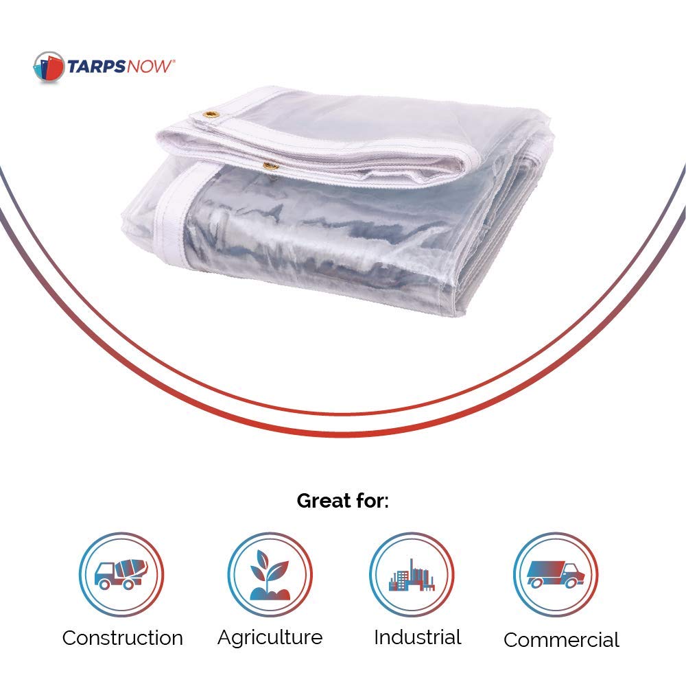 Tarps Now 5' X 8' Clear Vinyl Tarp - Marine Grade Fire Retardant With Brass Grommets, 18oz 20Mil