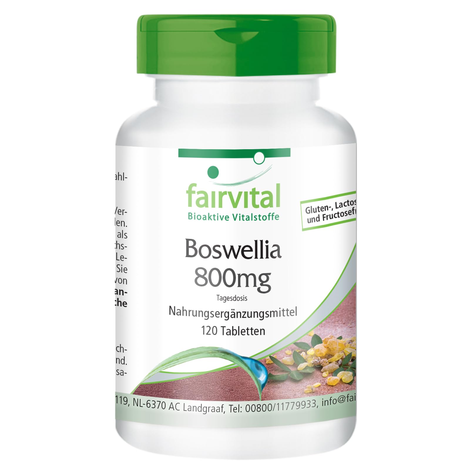 fairvital Comprimés d'encens, extrait de Boswellia serrata 800mg par jour, encens indien hautement dosé avec au moins 65% d'acides boswelliques, végétalien, 120 comprimés