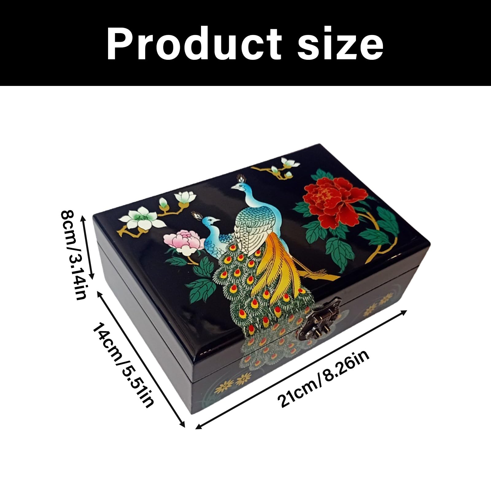 Artistics Lack Schmuck Aufbewahrungsbox, traditioneller Verschluss, Heimdekoration, Organizer, Lackwaren Schmuck Organizer