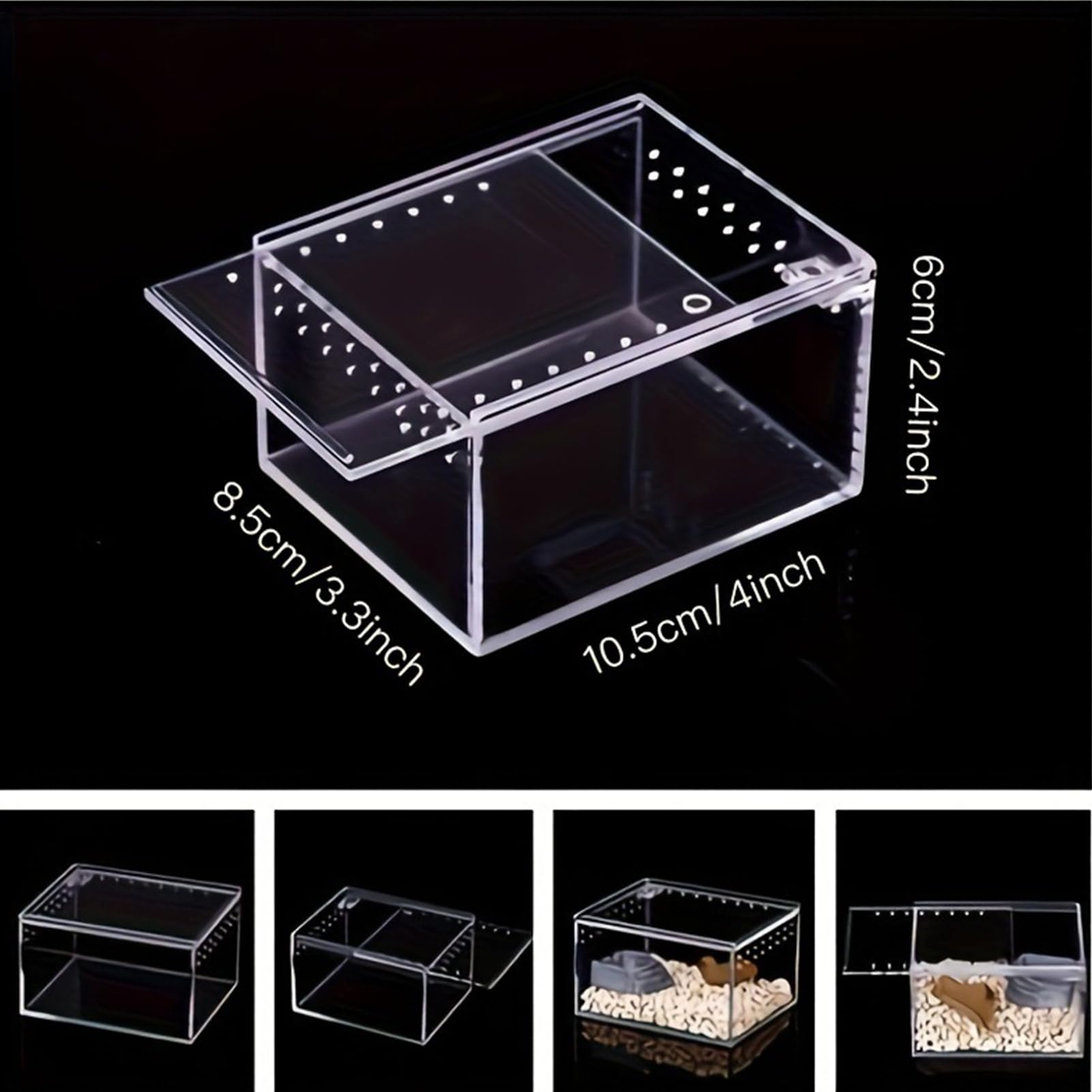Hábitat para Araña Saltarina,Recipiente Transparente para Crianza y Alimentación | Recinto Para Serpientes de Acrílico | Para Reptiles Lagartija Serpiente Tortuga Rana Gecko Ermitaño y Contenedor para — view 5