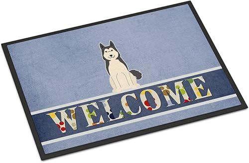 Caroline's Treasures BB5606MAT - Felpudo de bienvenida de Siberia Occidental Laika Spitz de 18 x 27 pulgadas, tapete para puerta delantera, para