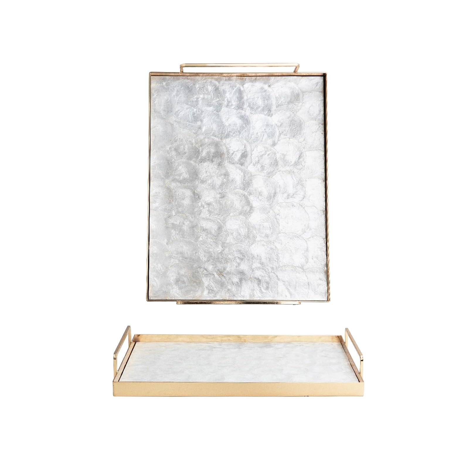 Serving Tray with Handles, Rectangular Serving Platter for Coffee Table, Decorative Storage Tray(A)