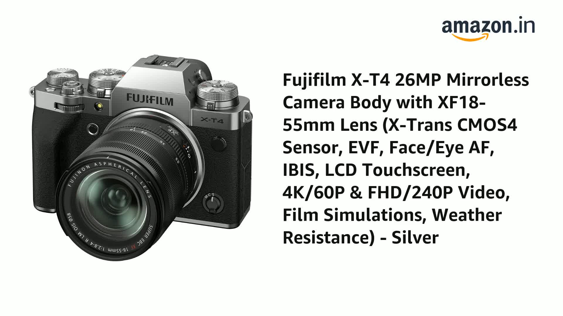 Buy Fujifilm X-T4 26MP Mirrorless Camera Body with XF18-55mm Lens