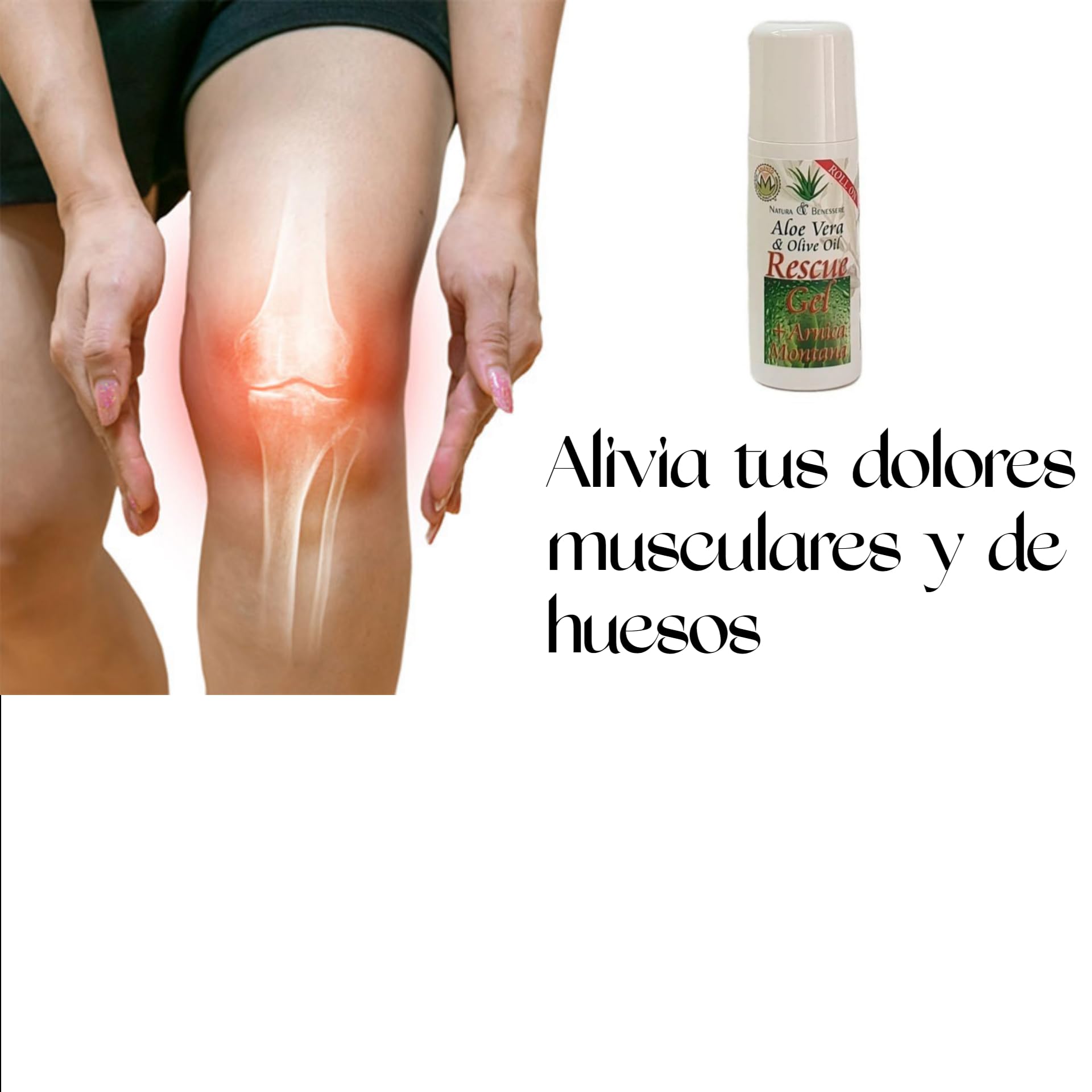 Roll On ResCue Gel Aloe Vera Con Efecto Inmediato Del Alivio Del Dolor con efecto analgésico en Articulaciónes, Cervicales Masaje Practico de Aplicar Alivia Tus Dolores Pack 4 Unidades