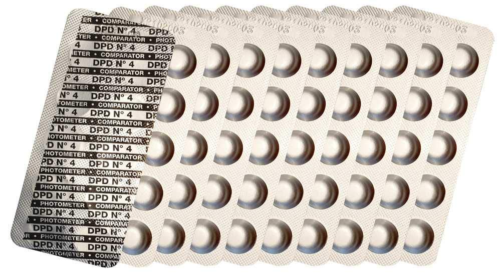 harren24 Photometer Testtabletten Chlor DPD1, DPD3, Aktivsauerstoff DPD4, pH-Wert Phenol Red, Alkalinity M, CYA, Poollab Wassertester 50x 100x 250x 500x (DPD4 / 100x)