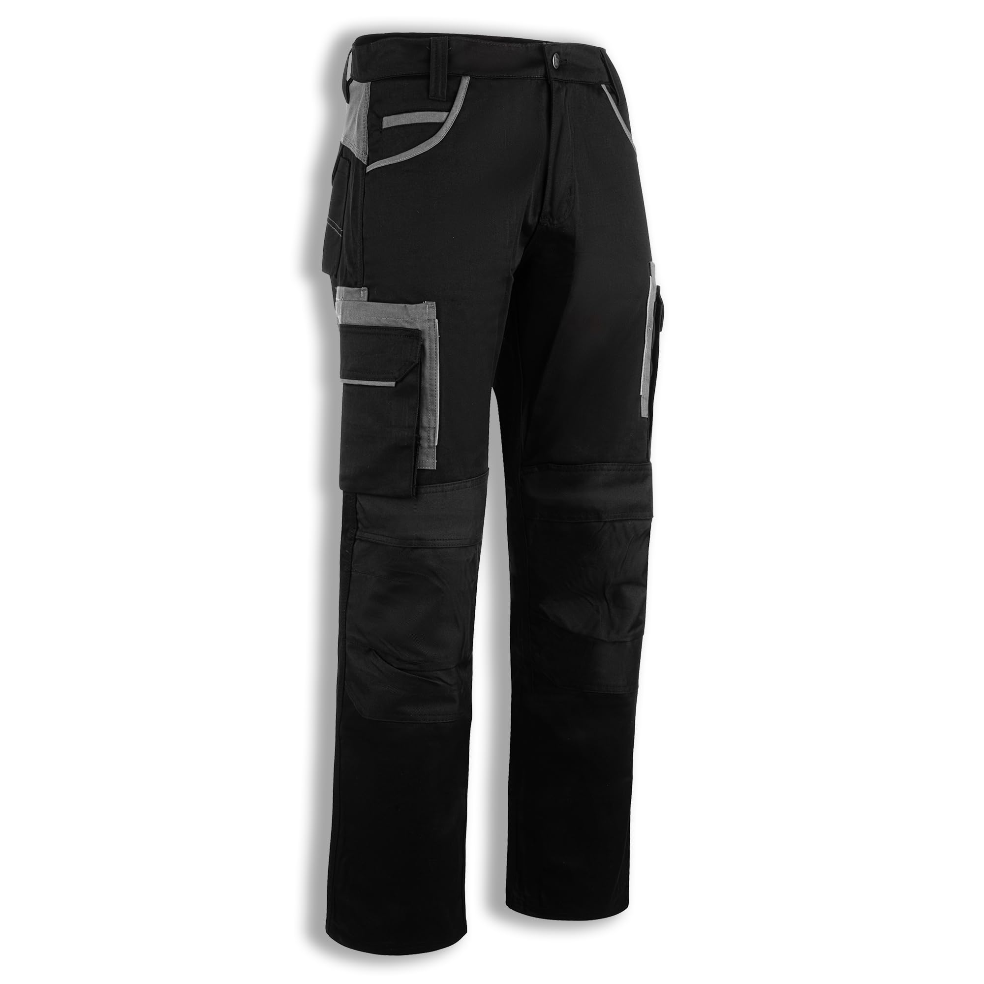 WrightFits Olympian Pro Work Trousers Men - Cargo Trousers for Men UK - Mens Work Trousers with Knee Pads Pockets - Combat Trousers in Black (32W X 29L)