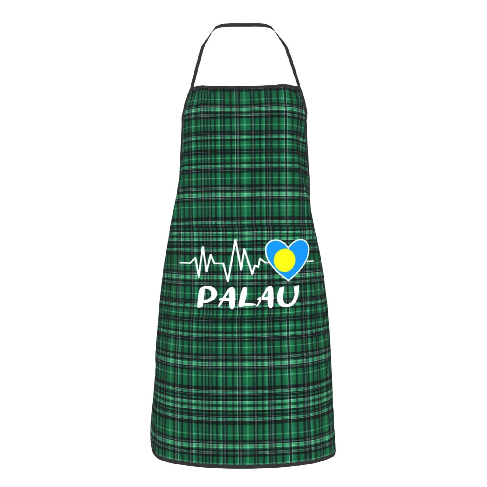 nopicsn Palau Heartbeat Apron for cooking with Pockets Women Men Kitchen Chef Funny Aprons