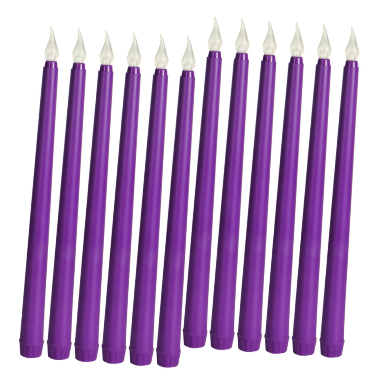 Candele LED senza Fiamma Coniche Viola 12 Pezzi, Effetto Realistico