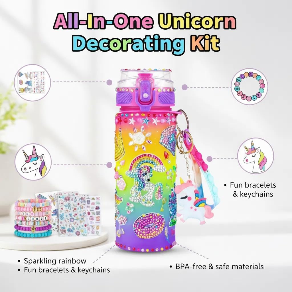 Sanilinwild Girls Gifts for 4-12 - Decorate Your Own Water Bottle - DIY Friendship Bracelets, Christmas/Easter/Birthday Gifts, Funny Arts and Crafts Gift Toys image 2