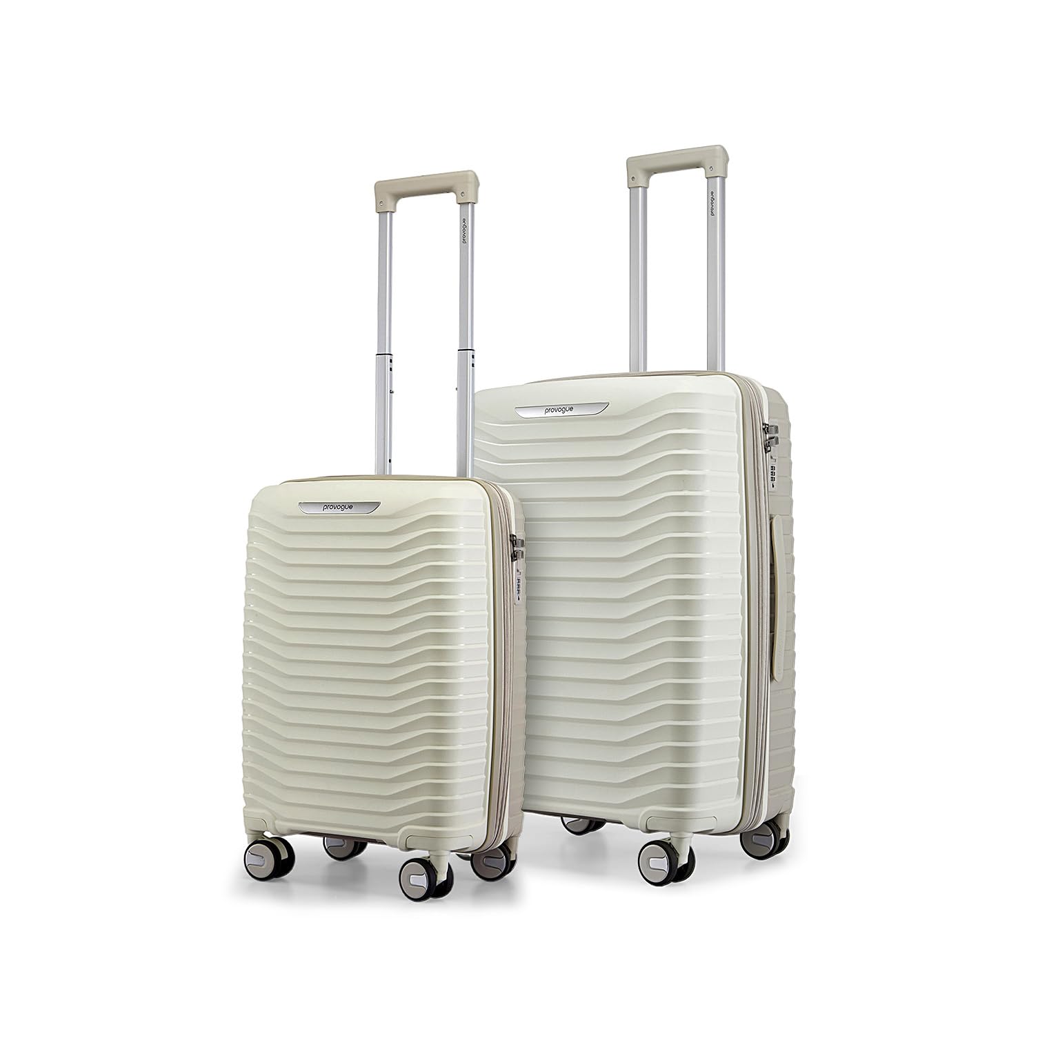 Provogue Coral Hard-Sided PP Trolley Bag Set of 2 | Expandable Space with 8 Wheels Trolley Bags for Travel | Lightweight with Combination Lock | 5 Year Warranty (Grey Cloud/Timberwolf Grey)