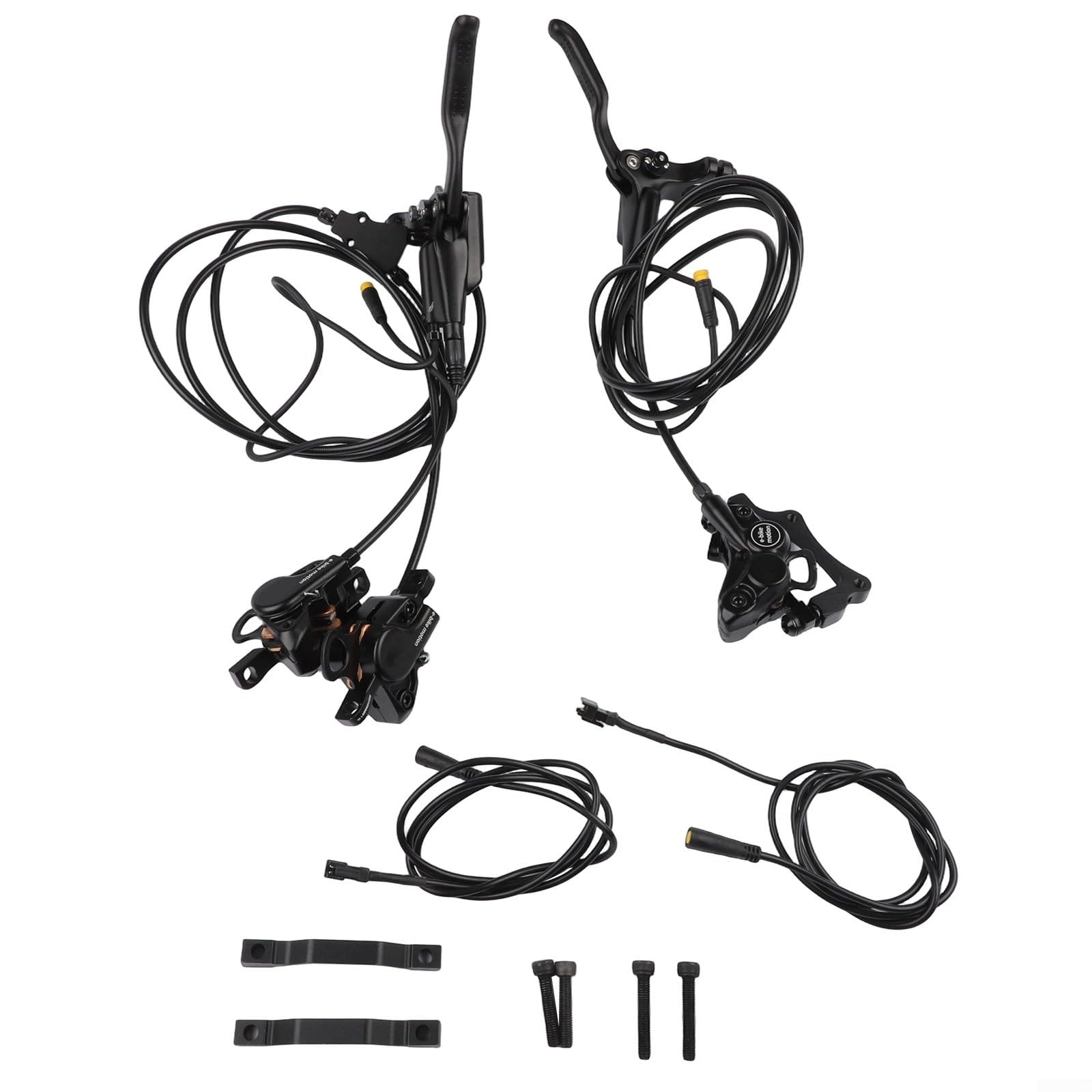 Juego de frenos de disco hidráulicos delanteros duales con botón de aparcamiento, juego de frenos de bicicleta de aluminio para bicicleta eléctrica MTB, incluye adaptadores de 180 mm y cable de