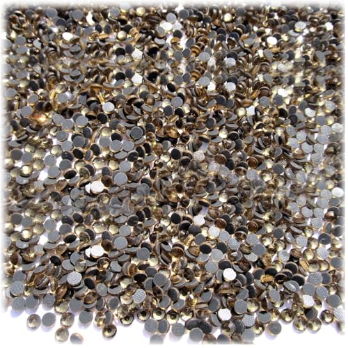 The Crafts Outlet 720-pc Iron On Heat induced Glue, Glass Rhinestones, 2mm (6ss) XX-Small - Champagne (Light Topaz)